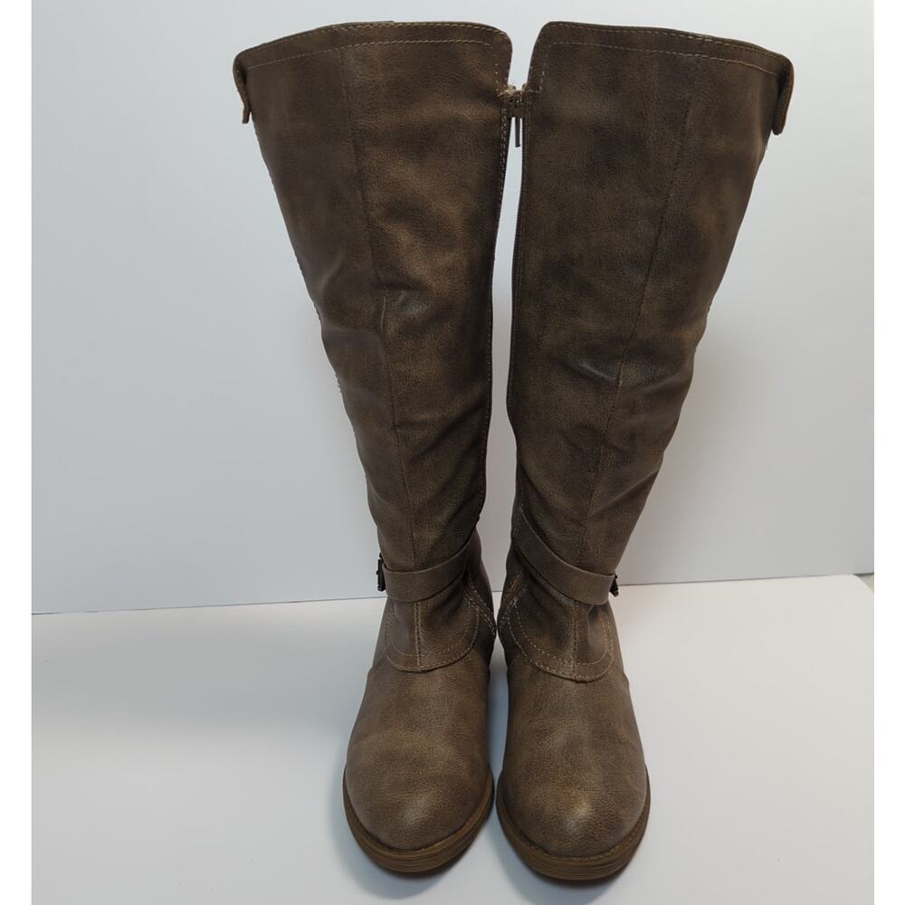 Brown Knee High Riding Boots Size 6M Buckle Accent (Sugar) - Picture 8 of 12